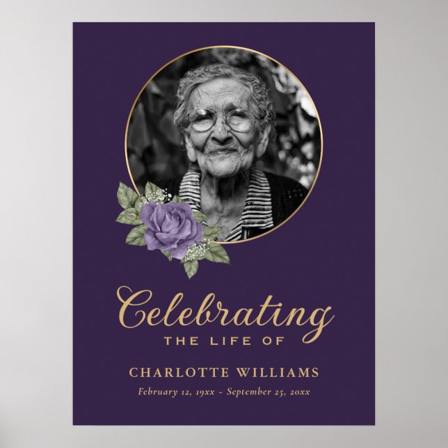 Affiche Panneau de bienvenue photo de funérailles à fleurs (Devant)