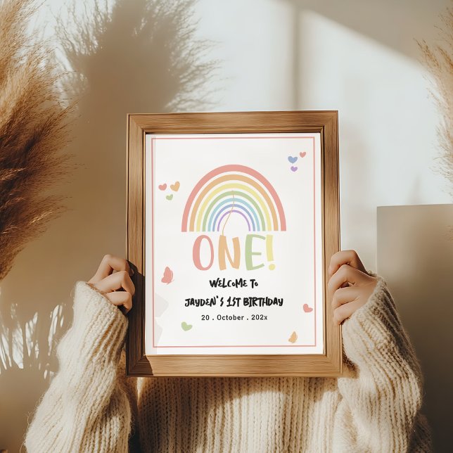 Affiche Panneau de bienvenue pour 1er anniversaire arc-en- (Créateur téléchargé)
