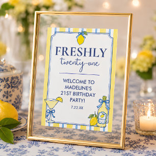 Affiche Panneau de bienvenue pour 21 ans Trendy Lemon Fres