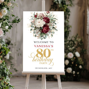 Affiche Panneau de bienvenue pour 80e anniversaire Elegant