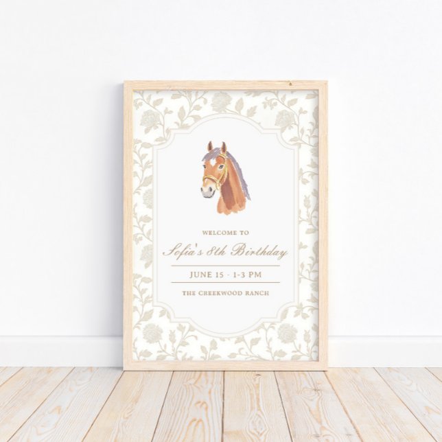 Affiche Panneau de bienvenue pour anniversaire de cheval m (Créateur téléchargé)