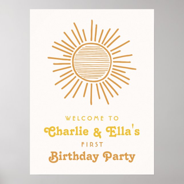 Affiche Panneau de bienvenue pour anniversaire soleil (Devant)