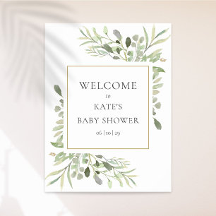Affiche Panneau de bienvenue pour baby shower à la végétat