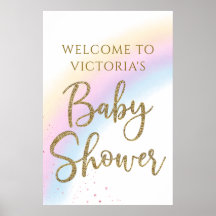 Panneau de bienvenue pour Baby Shower Arc-en-ciel 