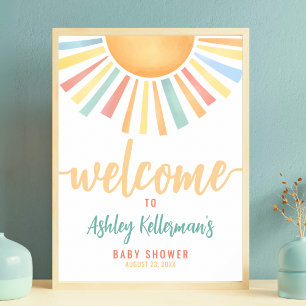 Affiche Panneau de Bienvenue pour Baby Shower au Soleil En