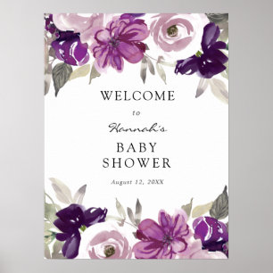 Affiche Panneau de bienvenue pour Baby Shower aux fleurs v