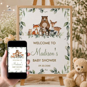 Affiche Panneau de bienvenue pour Baby Shower avec Animaux