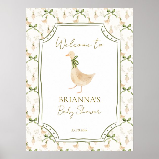 Affiche Panneau de bienvenue pour baby shower avec comptin (Devant)