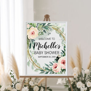 Affiche Panneau de bienvenue pour baby shower avec fille e