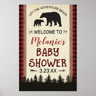 Affiche Panneau de bienvenue pour Baby Shower Bear Lumberj