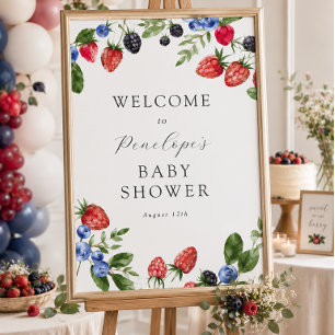 Affiche Panneau de bienvenue pour Baby Shower Berry Sweet