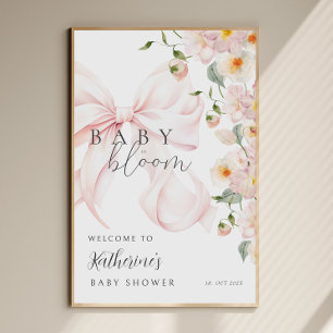 Affiche Panneau de bienvenue pour Baby Shower Bow Baby in 