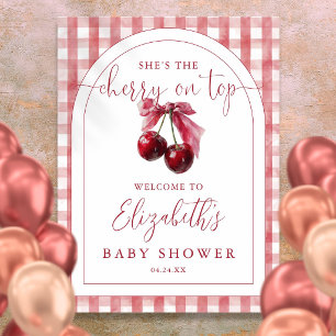 Affiche Panneau de bienvenue pour Baby Shower Cerise sur l