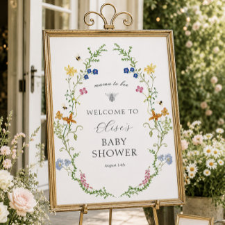Affiche Panneau de Bienvenue pour Baby Shower Champêtre et