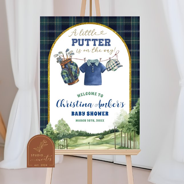 Affiche Panneau de bienvenue pour Baby Shower de golf de l (Créateur téléchargé)