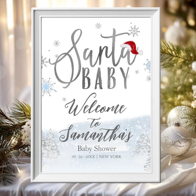 Affiche Panneau de bienvenue pour Baby Shower de Noël Sant (Créateur téléchargé)