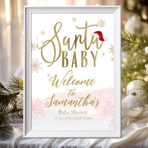 Affiche Panneau de bienvenue pour Baby Shower de Noël Sant
