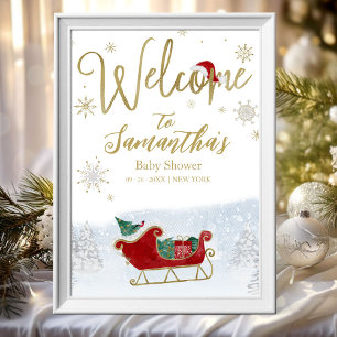 Affiche Panneau de bienvenue pour Baby Shower de Noël Sant