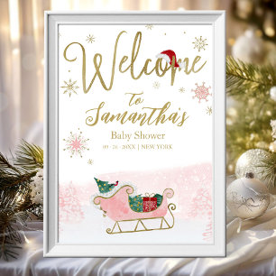 Affiche Panneau de bienvenue pour Baby Shower de Noël Sant