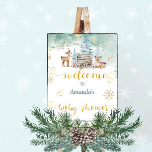 Affiche Panneau de bienvenue pour Baby Shower Deer Winter
