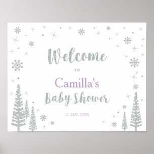 Affiche Panneau de bienvenue pour Baby Shower d'hiver, Fil
