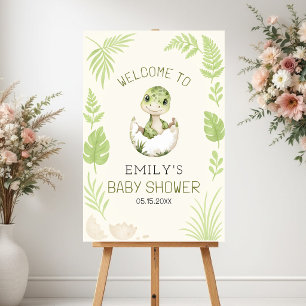 Affiche Panneau de bienvenue pour Baby Shower Dinosaure