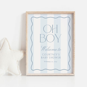 Affiche Panneau de bienvenue pour Baby Shower Dusty Blue S