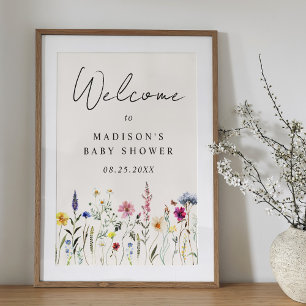 Affiche Panneau de bienvenue pour baby shower Elegant Wild