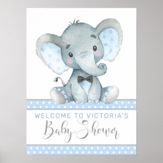 Affiche Panneau de bienvenue pour Baby Shower Éléphant