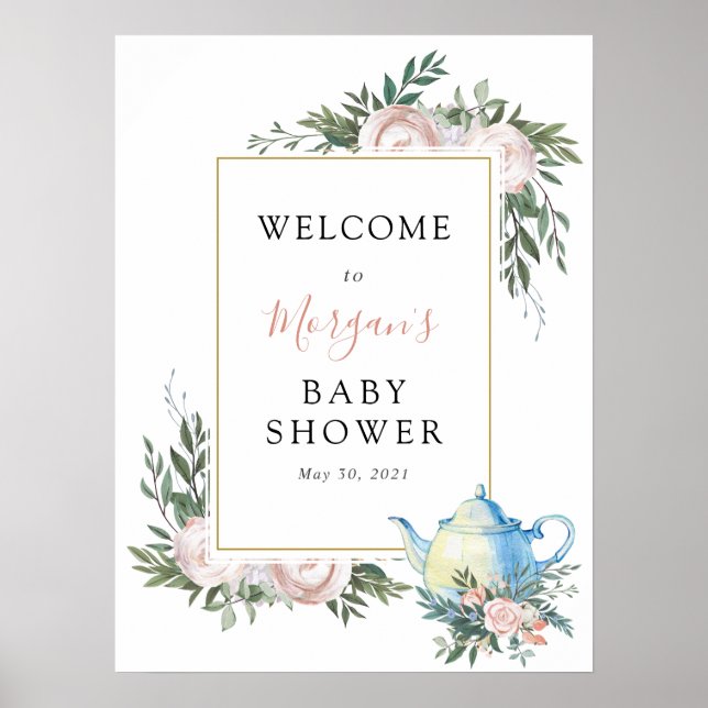 Affiche Panneau de bienvenue pour Baby Shower Eucalyptus e (Devant)