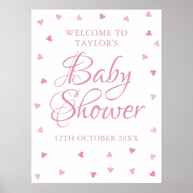 Affiche Panneau de bienvenue pour Baby Shower Fille avec c (Devant)