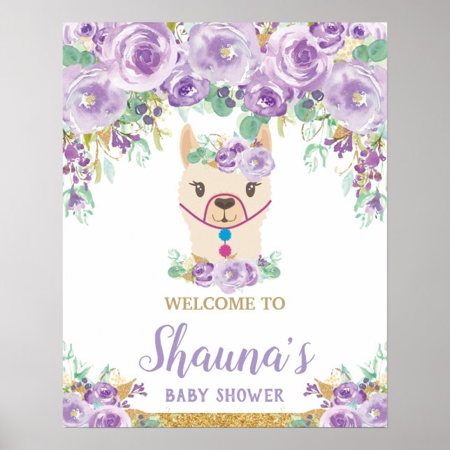 Affiche Panneau de bienvenue pour Baby Shower Fille Fleur  (Devant)