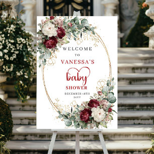 Affiche Panneau de bienvenue pour Baby Shower floral Boho