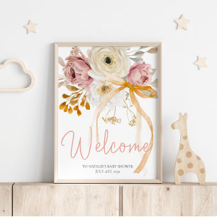 Affiche Panneau de bienvenue pour Baby Shower Floral de pr