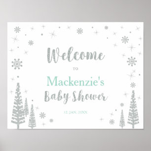 Affiche Panneau de bienvenue pour Baby Shower Garçon d'Hiv