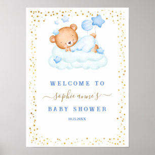 Affiche Panneau de bienvenue pour Baby Shower Garçon Ourso