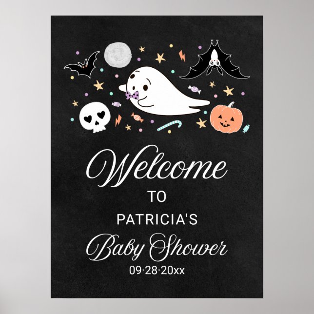 Affiche Panneau de bienvenue pour Baby Shower Halloween av (Devant)