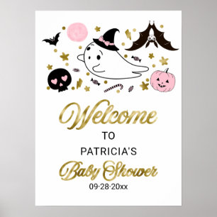 Affiche Panneau de bienvenue pour Baby Shower Halloween Li