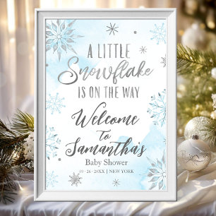 Affiche Panneau de bienvenue pour Baby Shower Little Snowf