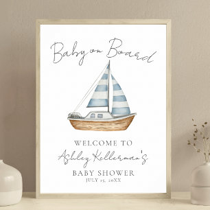 Affiche Panneau de Bienvenue pour Baby Shower Nautique Béb