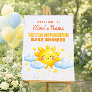 Affiche Panneau de bienvenue pour Baby Shower Nuages et Ét