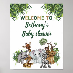 Affiche Panneau de bienvenue pour Baby Shower Safari Anima