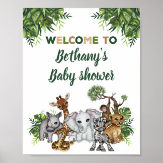 Affiche Panneau de bienvenue pour Baby Shower Safari Jungl