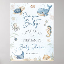 Panneau de Bienvenue pour Baby Shower Sous L'Océan