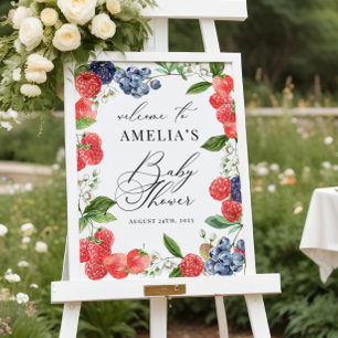Affiche Panneau de bienvenue pour Baby Shower Strawberry B
