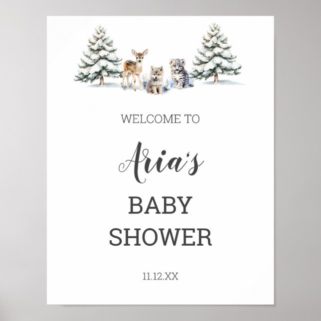 Affiche Panneau de bienvenue pour Baby Shower sur les Anim (Devant)