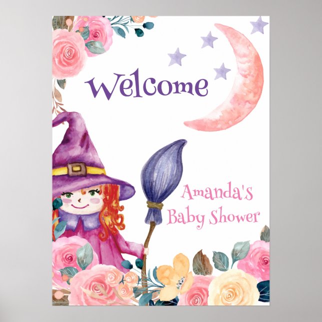 Affiche Panneau de bienvenue pour Baby Shower Sweet Flower (Devant)