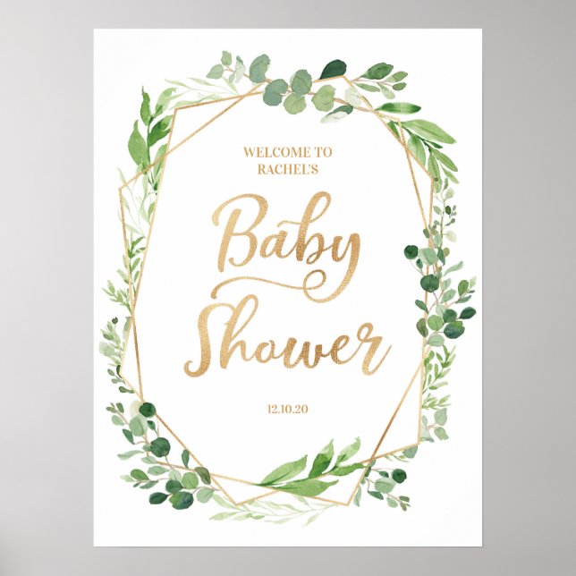 Affiche Panneau de bienvenue pour Baby Shower Terrarium Gr (Devant)