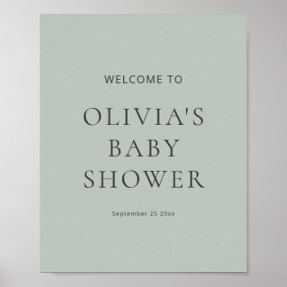 Affiche Panneau de bienvenue pour Baby Shower Vert Sauge M
