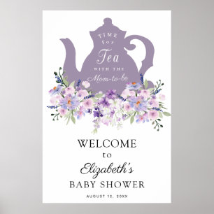 Affiche Panneau de bienvenue pour Baby Shower violet pour